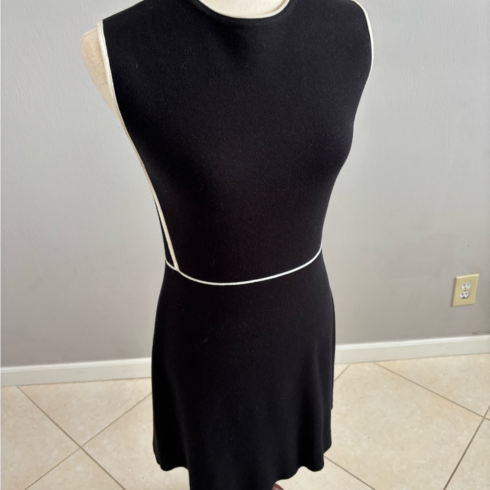 Zara Black Mini Dress with White Contrast Trim